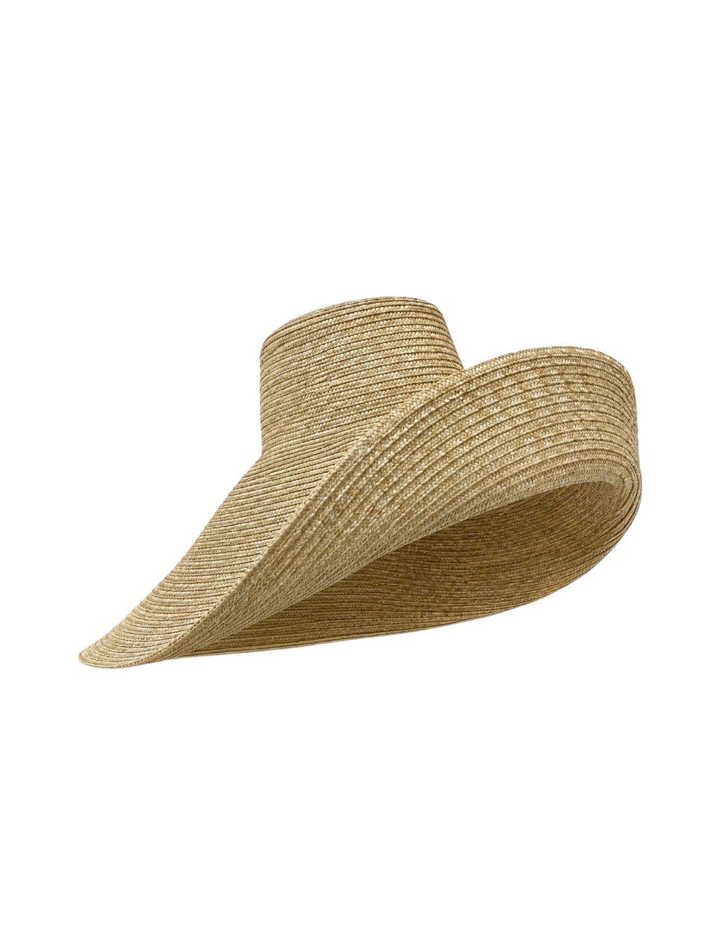 Luxury Extra Wide Wave Brim Straw Sun Hat - Natural